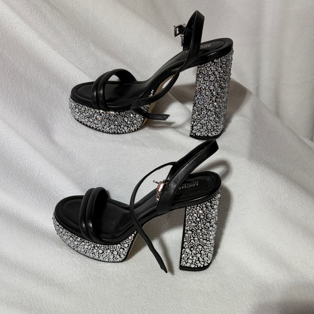 Michael Kors Black and Silver Platform Sandals